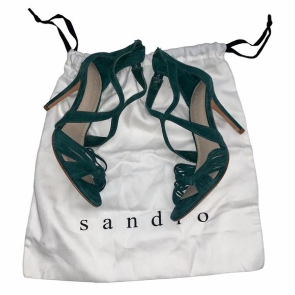 NIOB Sandro Green Suede Sandal Heels size 39 - Picture 1 of 7